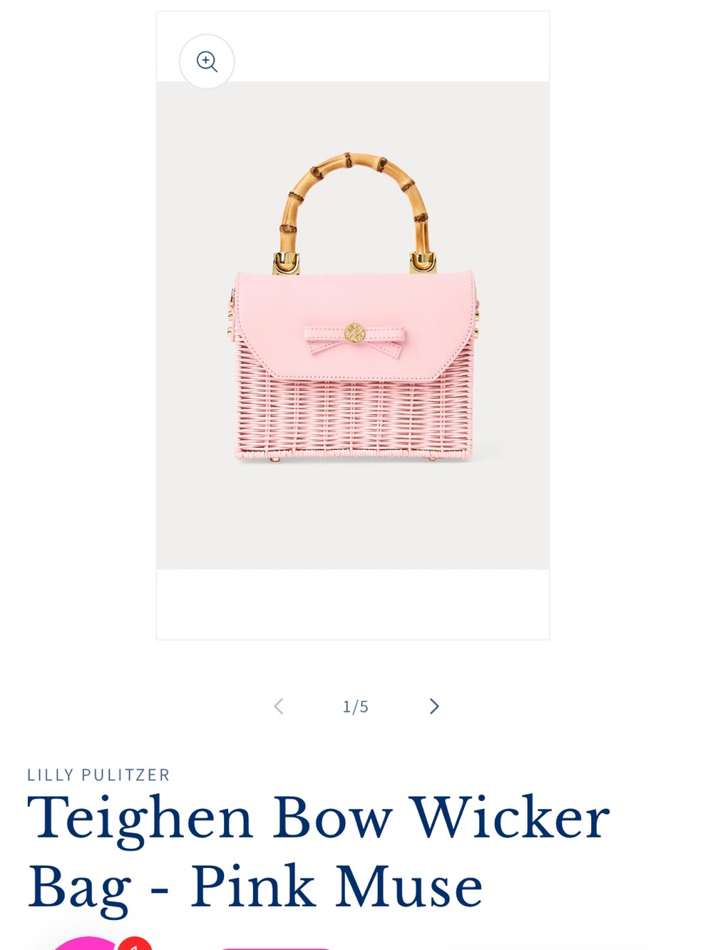 Lilly Pulitzer, NWT, SOLD OUT Pink muse Woven Crossbody Bag with Bamboo Handle - Picture 10 of 11